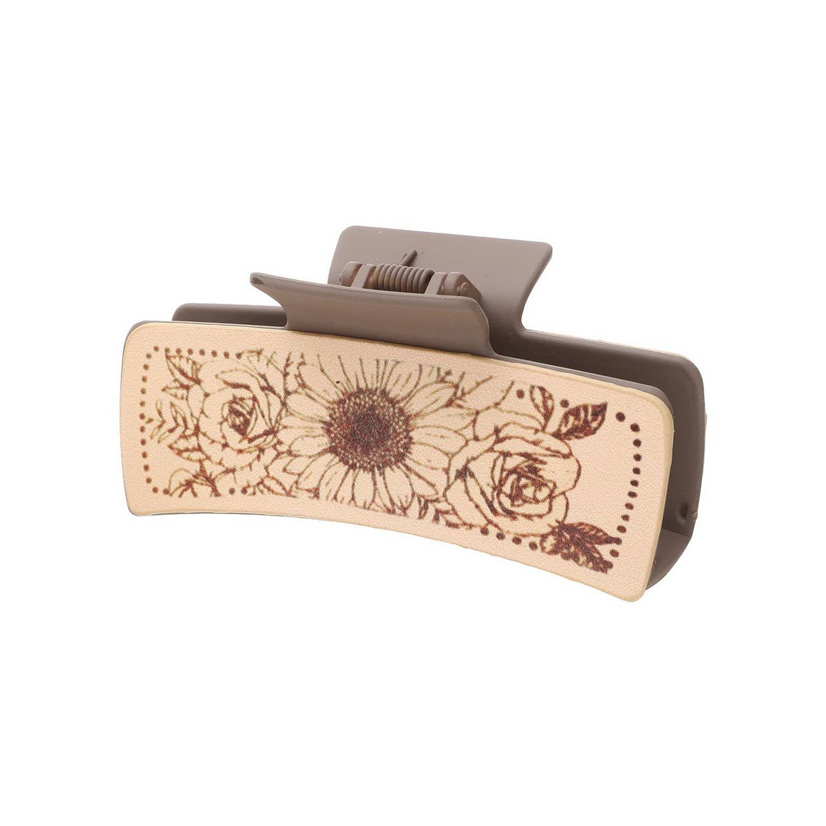 CACTUS PRINT LEATHER HAIR CLAW CLIP WESTERN STYLE_CWAHA0606