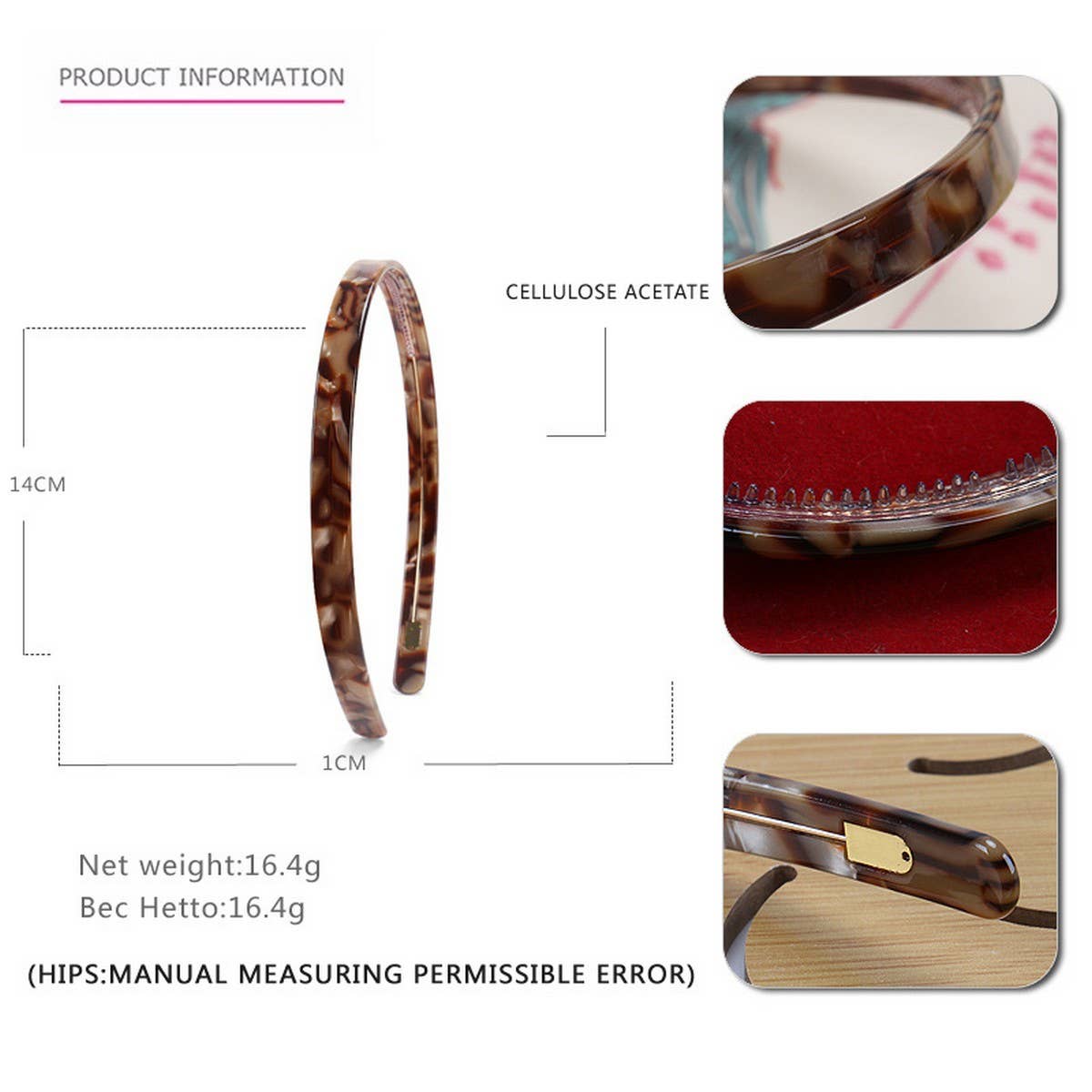 SIMPLE 1CM NARROW ACETATE HAIRBAND HAIRPIN_CWAHA4340