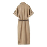 Stylish Casual Shirt Dress With Belt