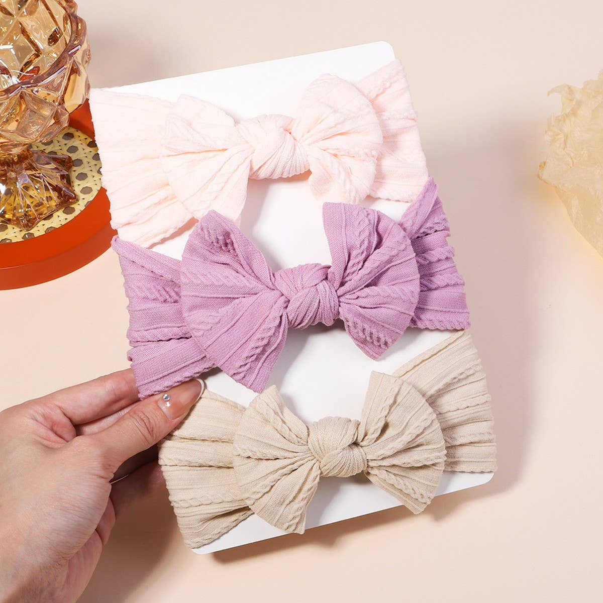 BABY HEADBAND SET WITH JACQUARD BOW_CWAHA6683