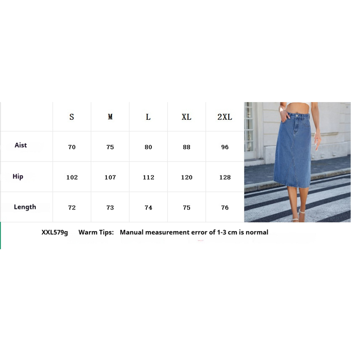 Washed Denim Midi Skirt For Women Casual Style_Cwjsk0194