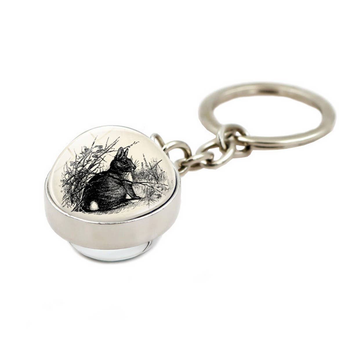 EASTER RABBIT CRYSTAL GLASS BALL PENDANT KEYCHAIN_CWMM0497