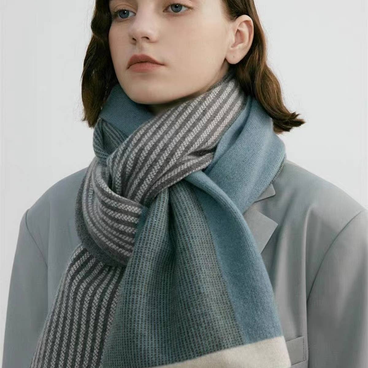 KNIT SCARF UNISEX ELEGANT WINTER COUPLES WRAP_CWASC0326