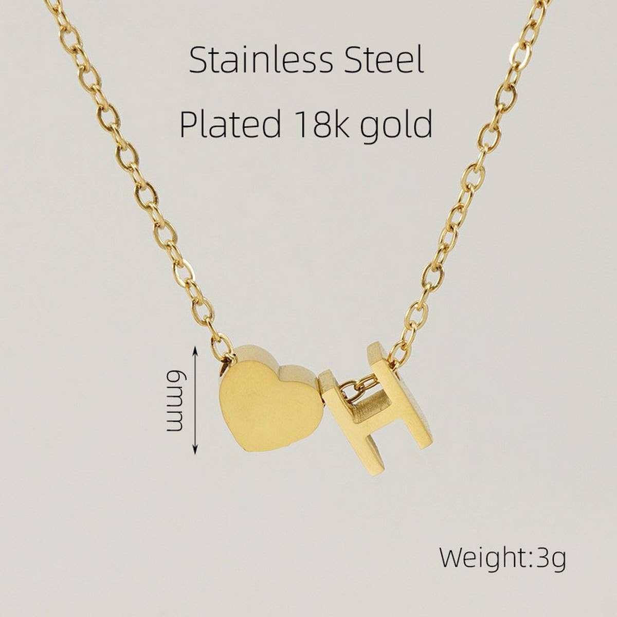 18K GOLD HEART LETTER PENDANT NECKLACE_CWAJE0692