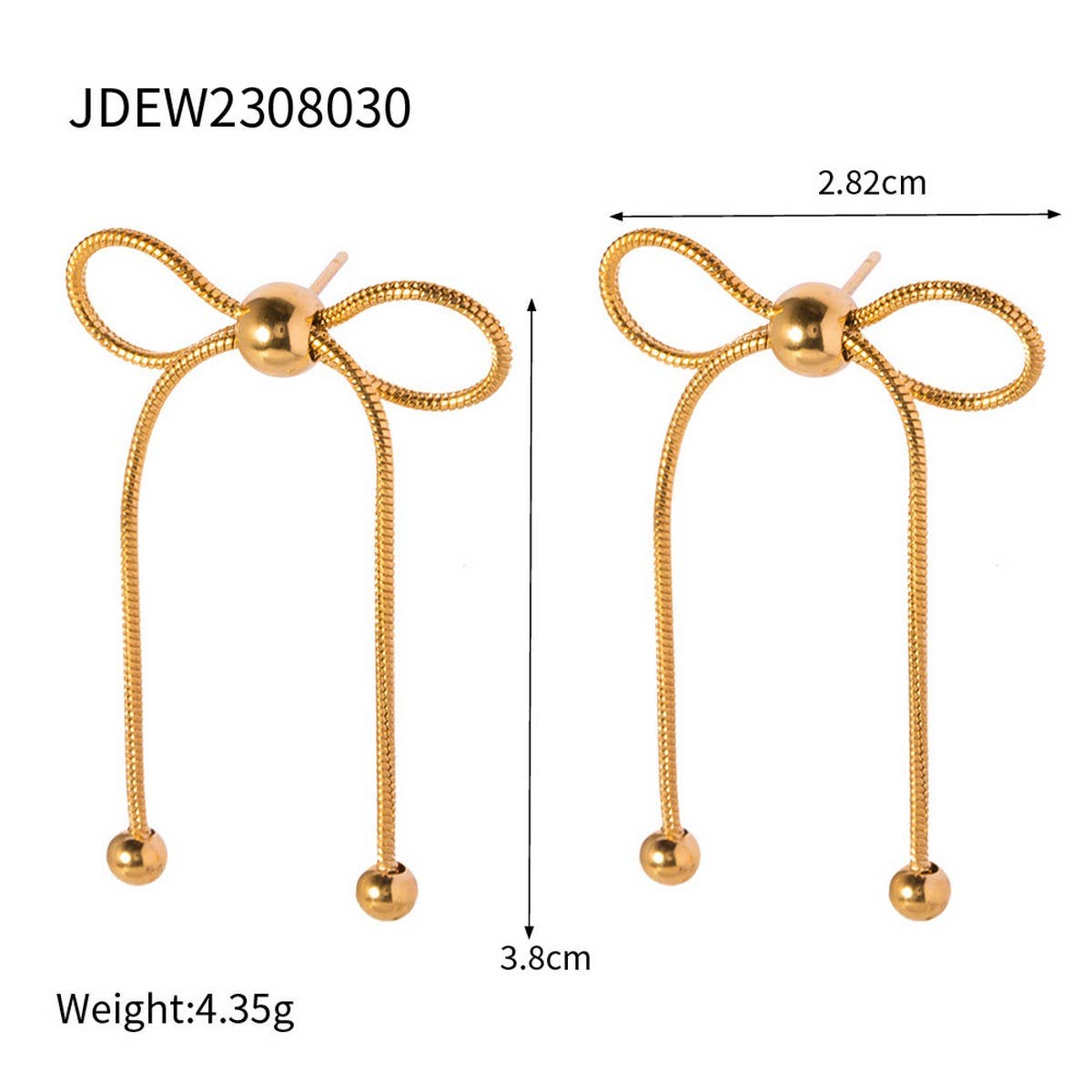 PERSONALIZED ALL MATCH 18K GOLD BOW EARRINGS_CWASC1655