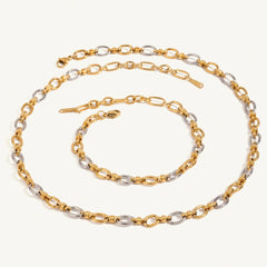 18K GOLD SILVER TWO TONE CROSS CLASP NECKLACE_CWAJE4860