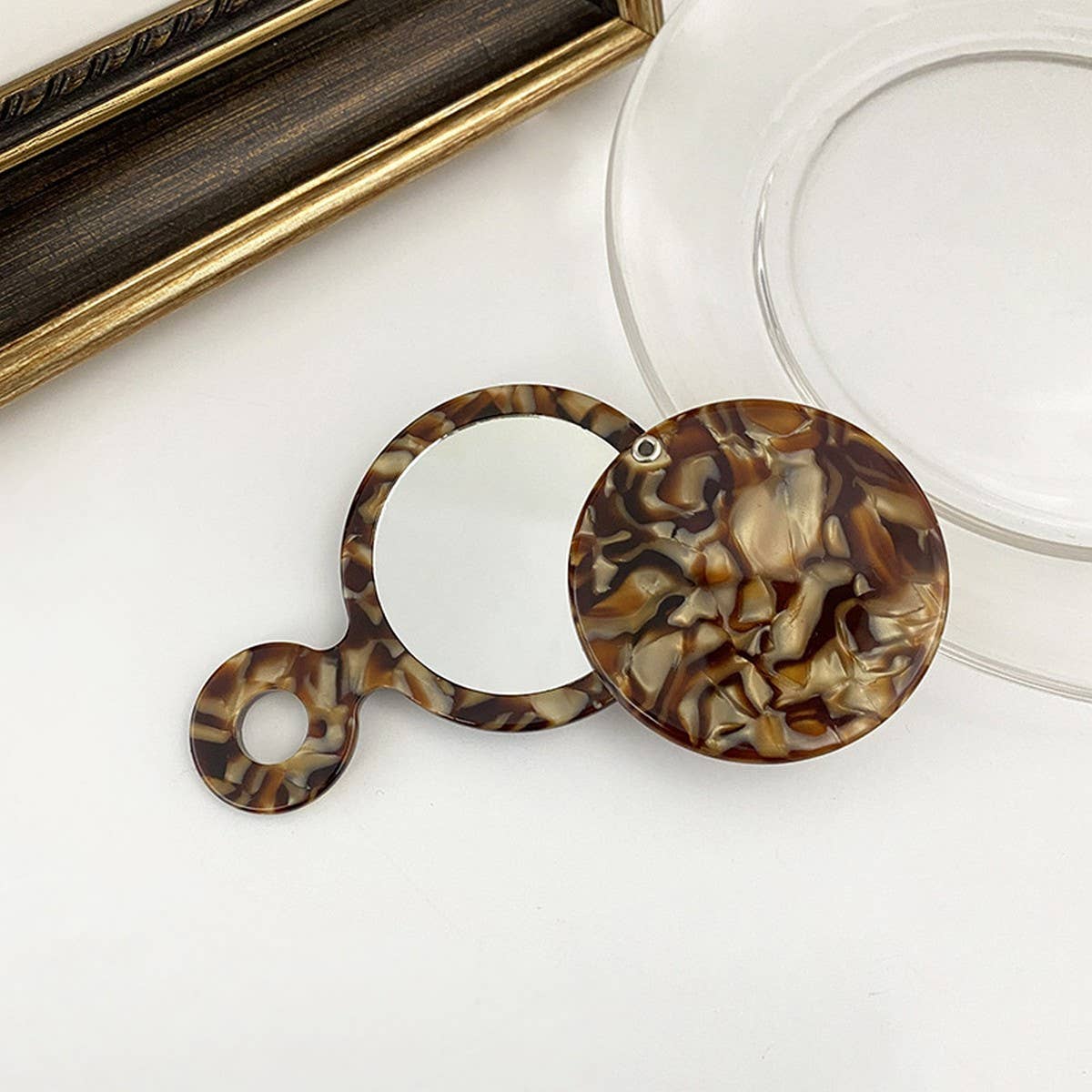 PORTABLE HANDHELD ROUND MIRROR CUTE MAKEUP MIRROR_CWMM6387