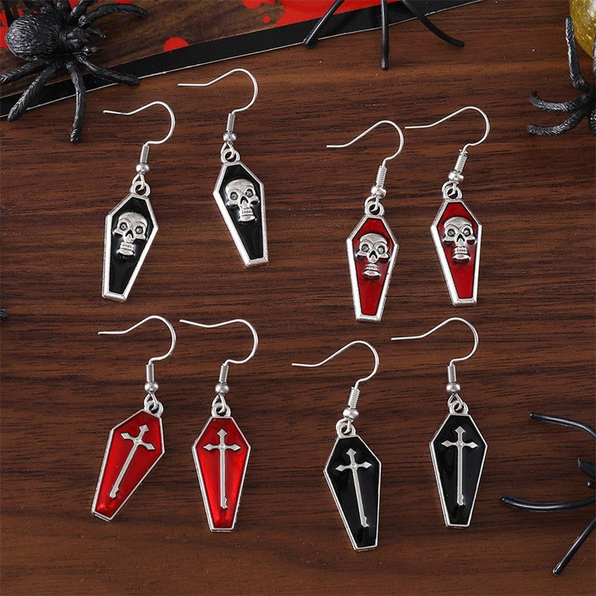 HALLOWEEN VINTAGE CROSS SKULL EARRINGS_CWAJE1977