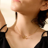 FASHIONABLE GOLDEN BOW NECKLACE FOR WOMEN_CWMM3769
