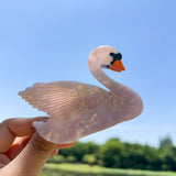 ELEGANT BLACK AND WHITE SWAN HAIRPIN_CWAHA1499