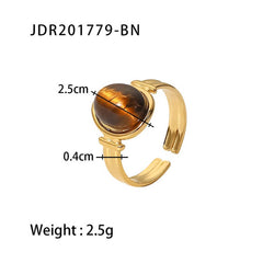 INLAID NATURALSTONE STAINLESS STEEL OPEN RINGS_CWAJE1229