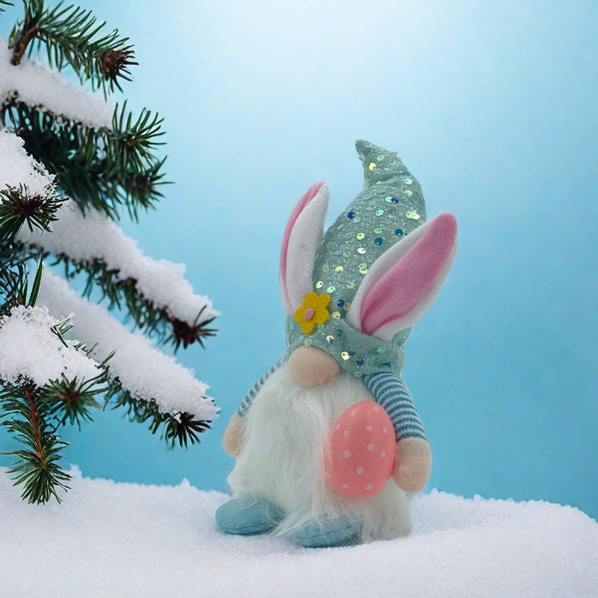 EASTER DECORATION WITH LIGHT SEQUIN HAT DOLL DOLL_CWMM3475