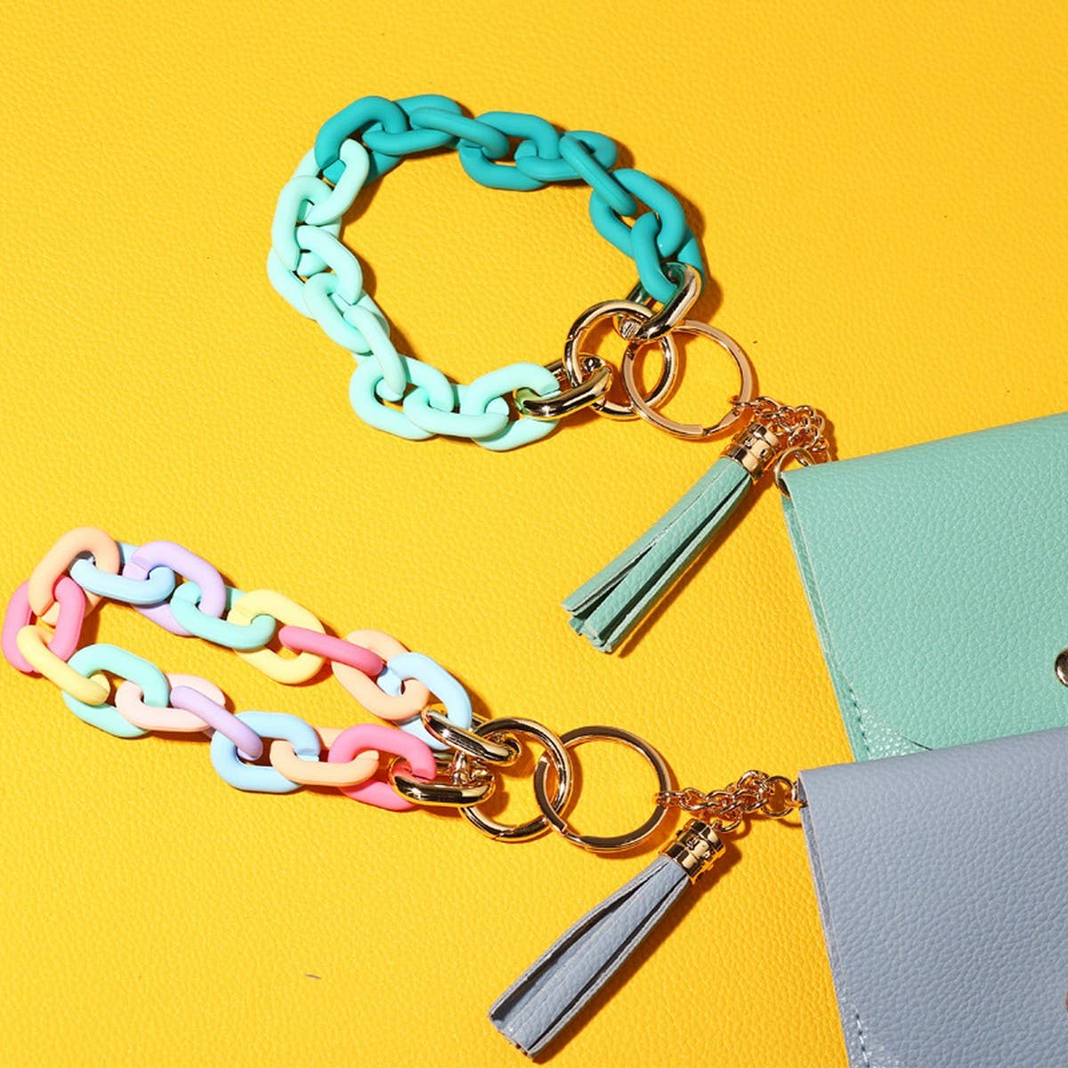 PRINTED GEOMETRIC PU WALLET WITH ACRYLIC KEYRING_CWAB4995