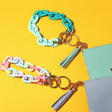 PRINTED GEOMETRIC PU WALLET WITH ACRYLIC KEYRING_CWAB4995