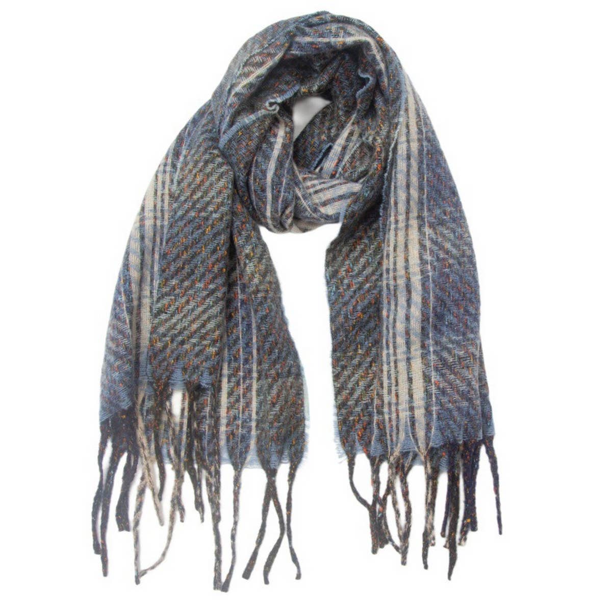 MIXED PLAID FRINGE SCARF UNISEX WINTER SHAWL_CWASC1282