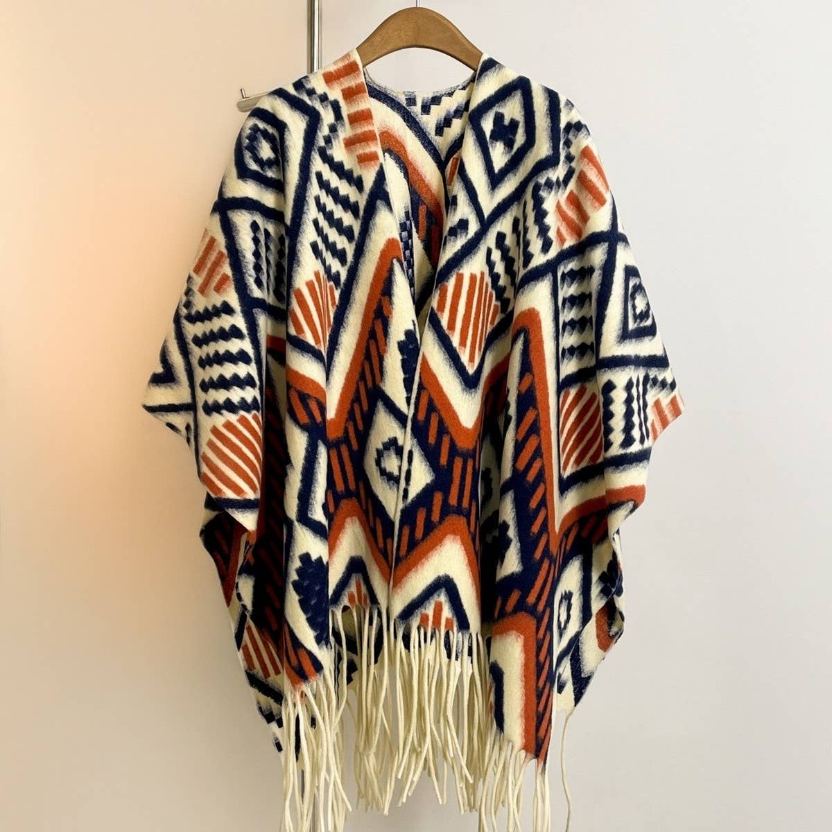 Thick Open-Side Shawl Women Winter Poncho_Cwocasl00094
