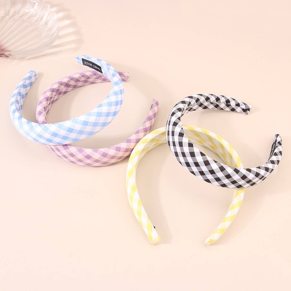 Cwaha1107_Literary Plaid Headband With Wide Edge