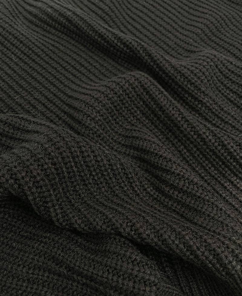 Solid-Color High-Neck Zipper Lapel Sweater