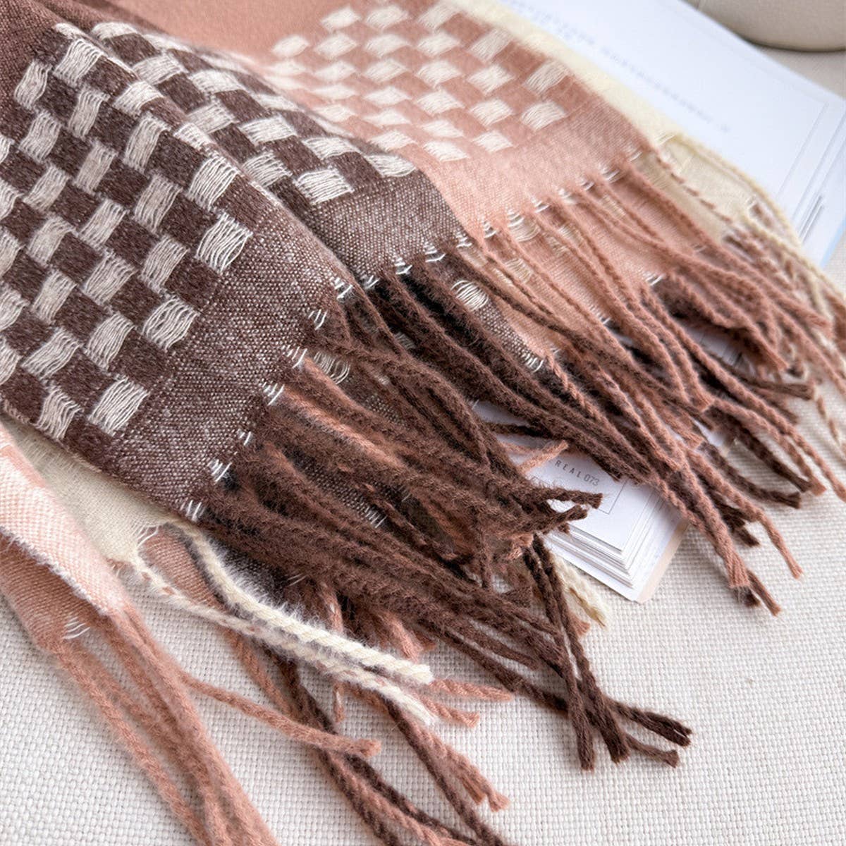 Ven Plaid Fringe Scar Warm Winter Shawl Wrap_Cwasc2779