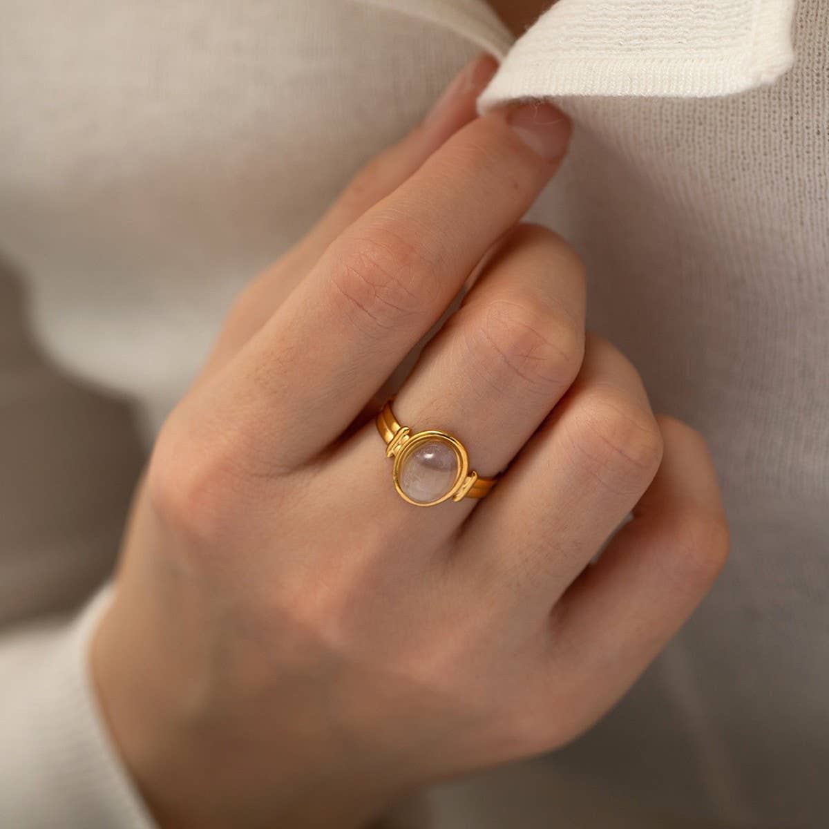 INLAID NATURALSTONE STAINLESS STEEL OPEN RINGS_CWAJE1229