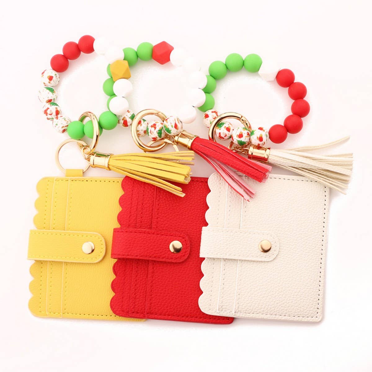 SILICONE BEAD CARD WALLET WITH XMAS TREE CHARM_CWAB5000