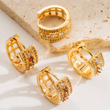 GEOMETRIC COPPER STUD EARRINGS STYLISH MINIMALIST_CWMM8528