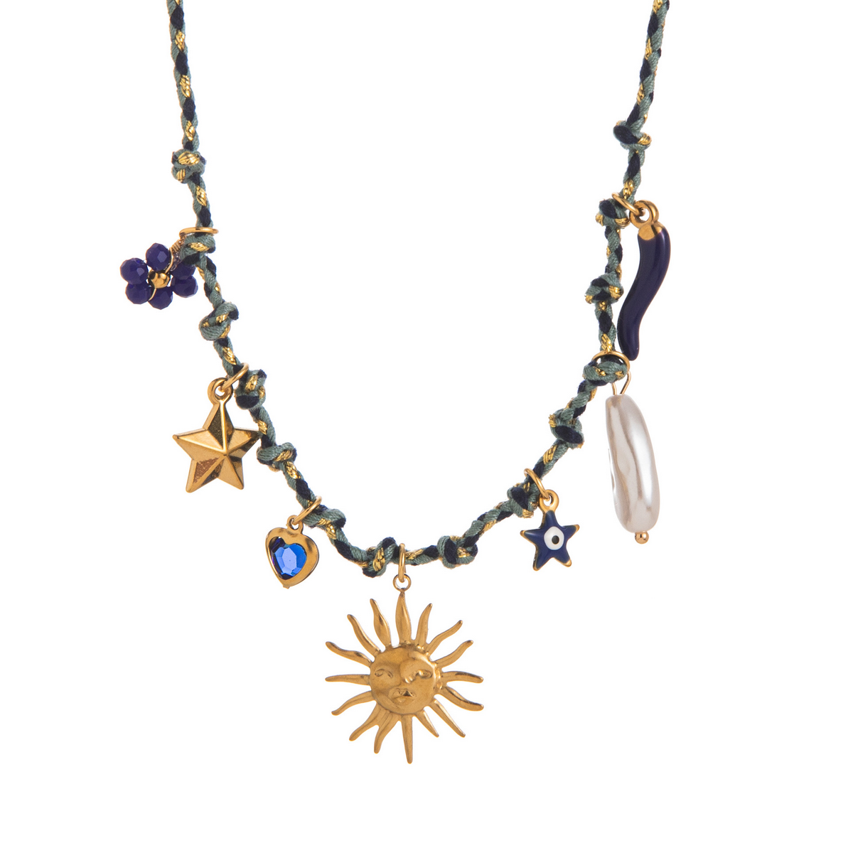 Summer Starfish Pearl Heart Beaded Necklace_Cwaje05574