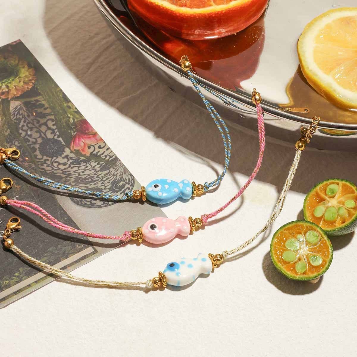 OCEAN STYLE 18K GOLD STEEL WHITE CERAMIC BRACELET_CWAJE4676