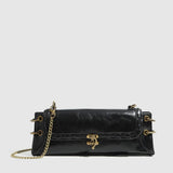 RETRO BRONZE LOCK BIKER SHOULDER CROSSBODY_CWAB5725