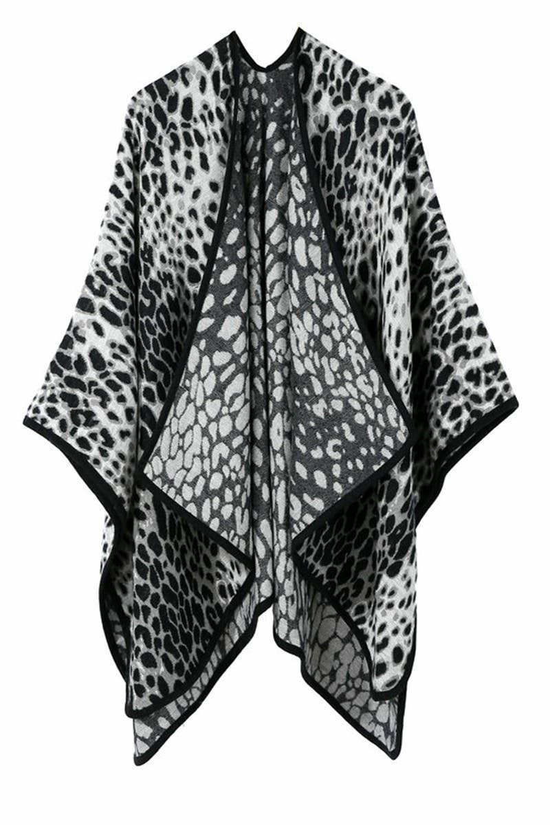 LEOPARD PRINTING SHAWL WRAP CAPE PONCHOS_CWASC042