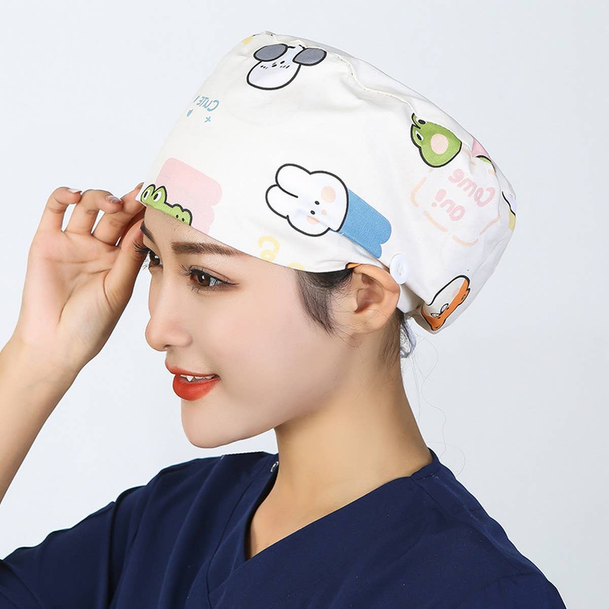 NURSE CAP OPERATING ROOM ADJUSTABLE ROUND CAP_CWAH3336