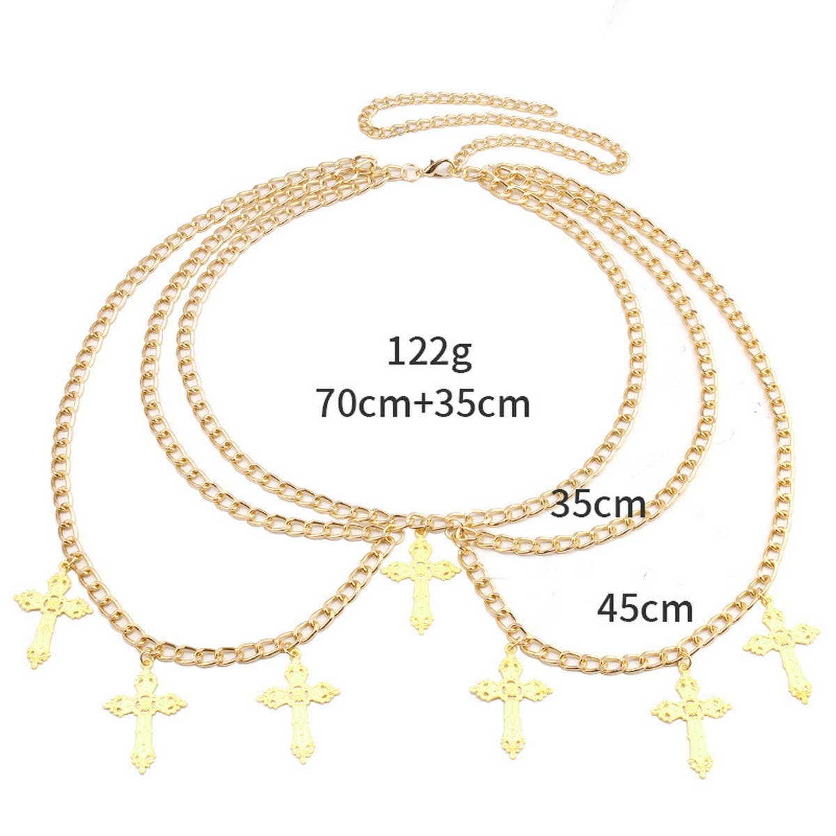 ALLOY HOLLOW CROSS PENDANT WAIST CHAIN BODY CHAIN_CWMM0652