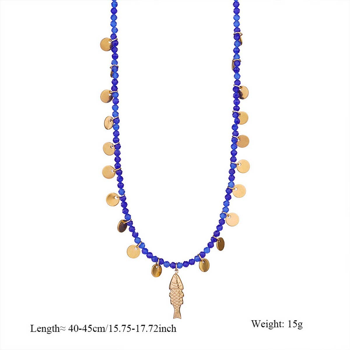 NATURAL STONE NECKLACE WITH FISH PENDANT_CWMM8802