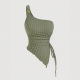 Womens Sexy One-Shoulder Fitted Tank Top