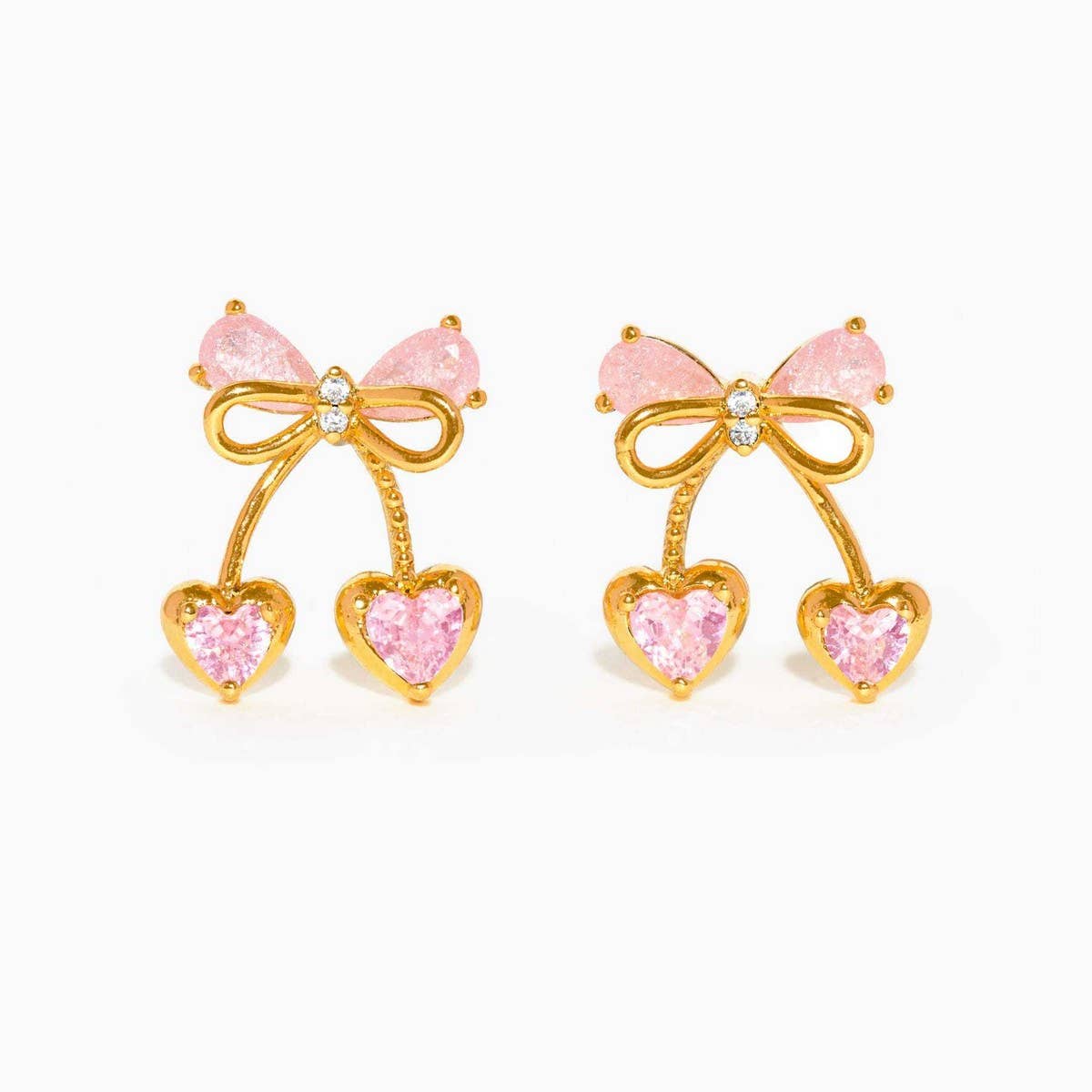 BOW HORSESHOE BOOT ZIRCON 18K GOLD STUD EARRINGS_CWAJE5069