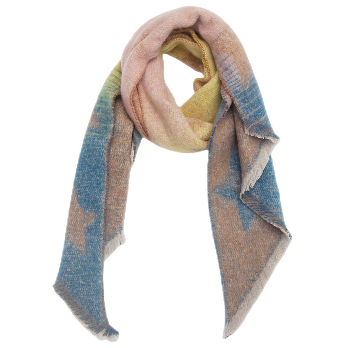 STRIPED FUZZY SHAWL THICK WINTER WRAP FOR WOMEN_CWASC0120