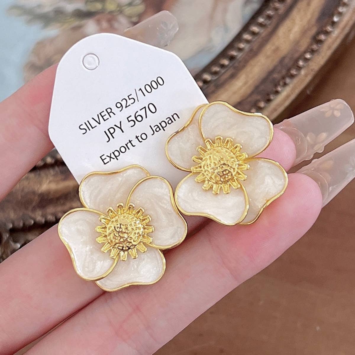 PEACH BLOSSOM 3D FLOWER EARRINGS_CWAJE2033