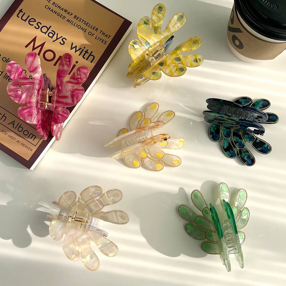 PEACOCK ACETATE HAIR CLAW RHINESTONE CHIC CLIP_CWAHA5900