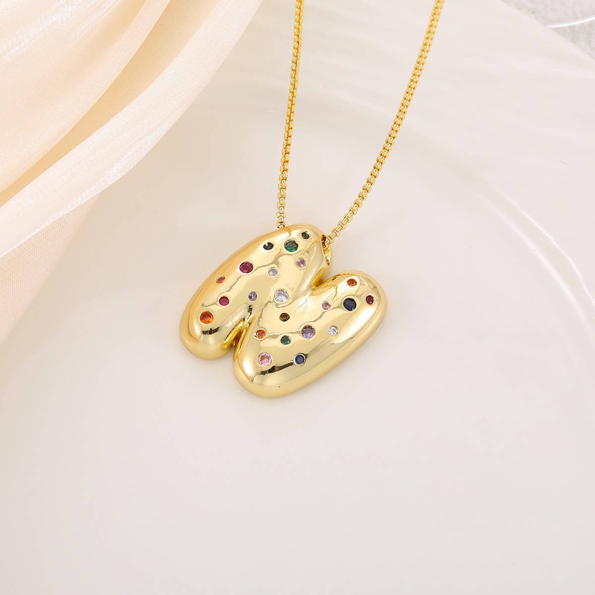 CREATIVE GLOSSY COLORFUL LETTER PENDANT NECKLACE_CWMM5877