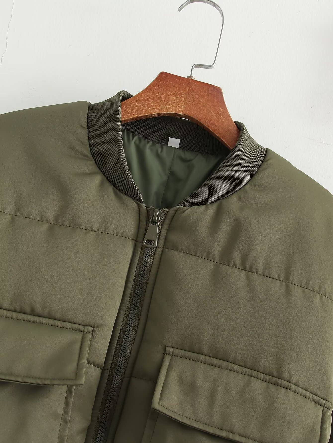 Solid Color Zip-Up Air Force Jacket With Pockets