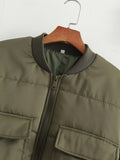 Solid Color Zip-Up Air Force Jacket With Pockets