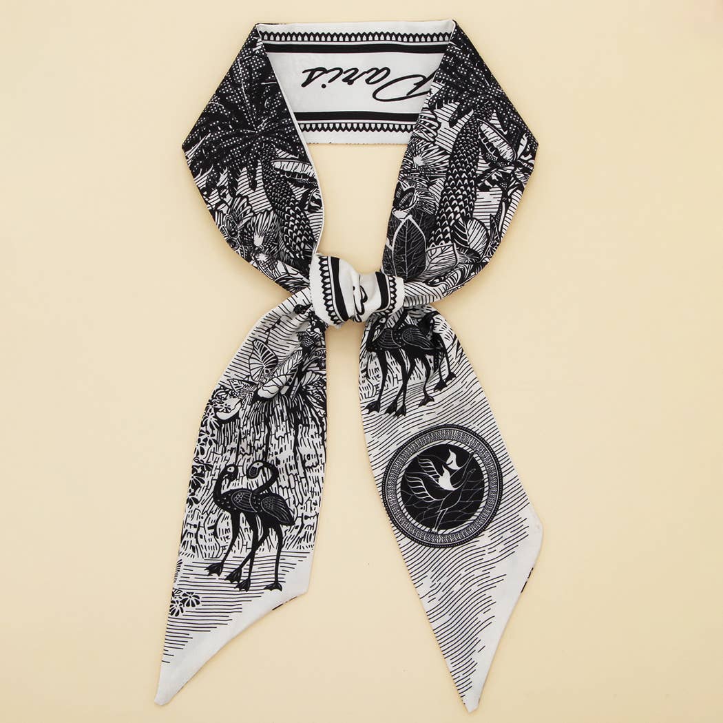 FLORAL LETTER PRINT SCARF HEADBAND BAG STRAP_CWASC0061