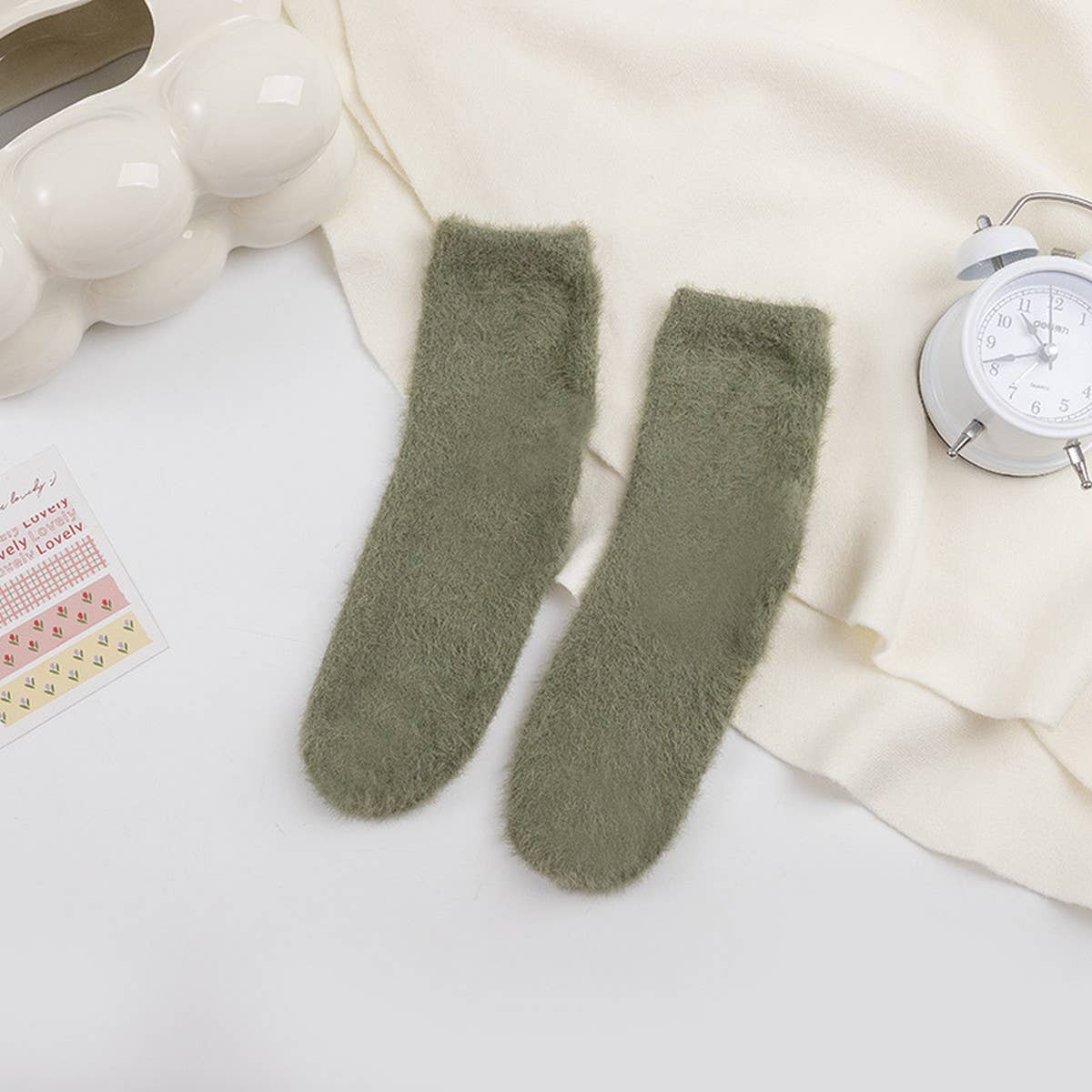 Winter Warm Mid-Tube Socks Solid Color Socks_Cwms0970