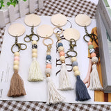 ROUND WOODEN BEADED TASSEL KEYCHAIN_CWMM1560