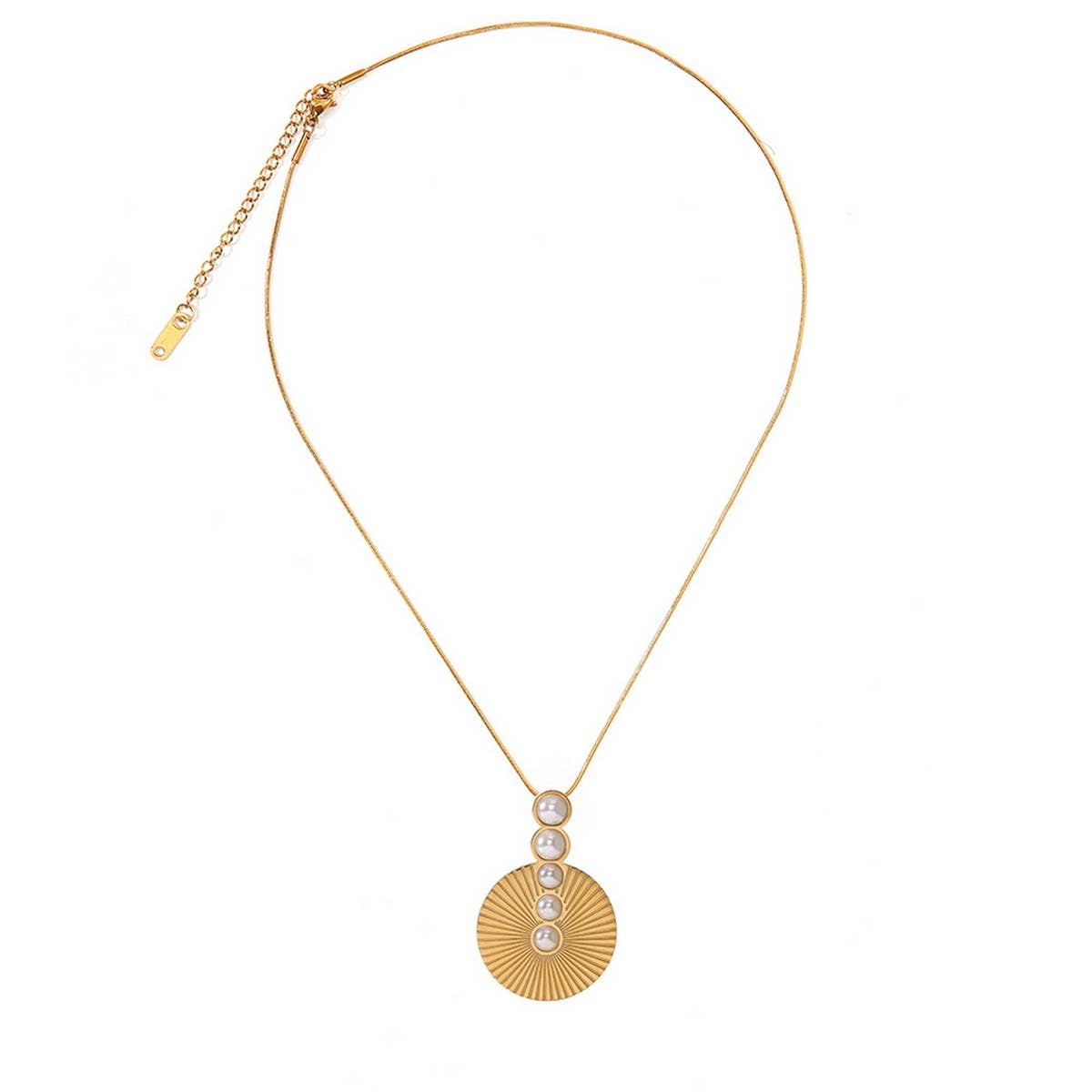 18K PLATED STEEL NECKLACE EARRINGS WITH PEARLS_CWMM8845