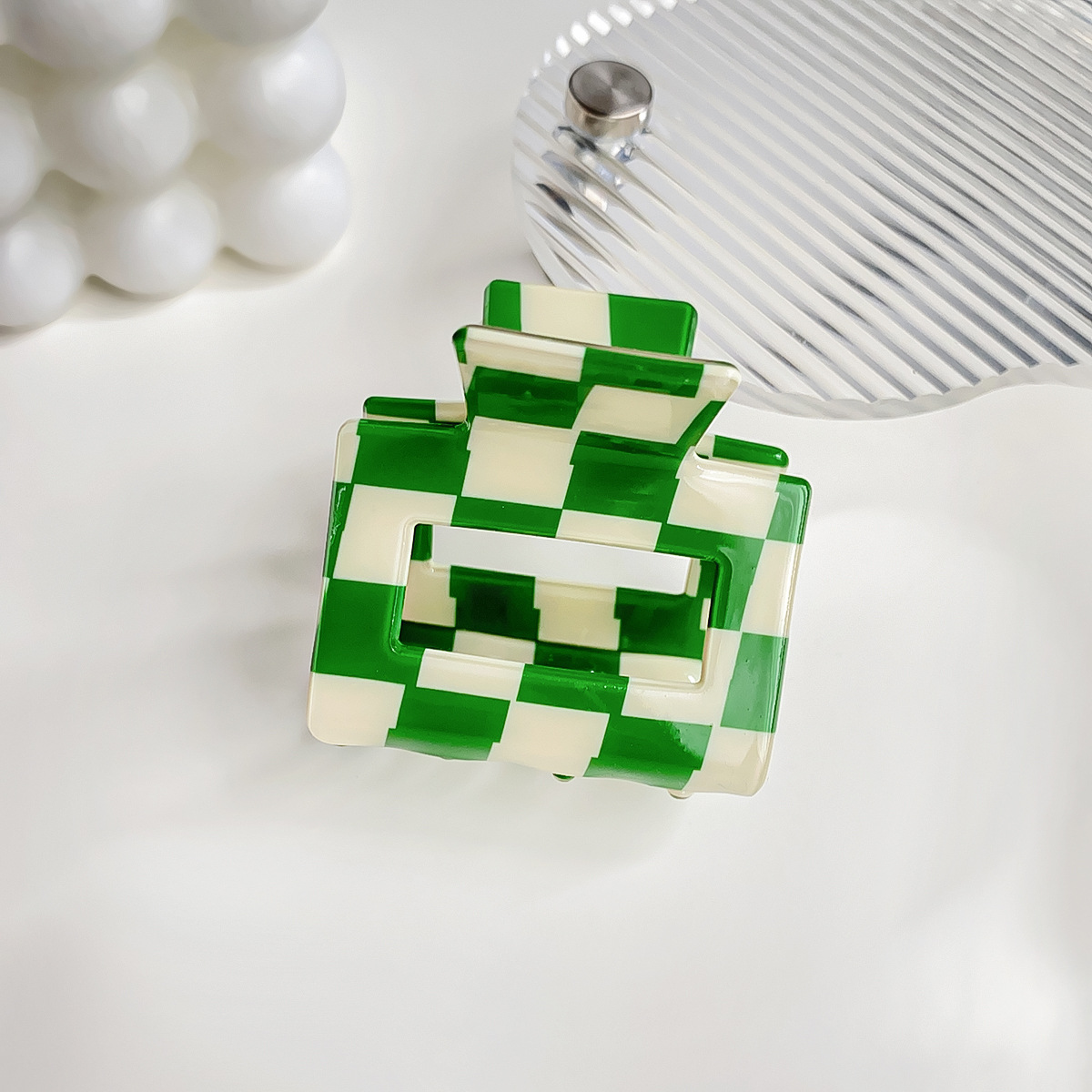 Checkerboard Hair Claw ? Candy Color Acetate Look_Cwmm10084