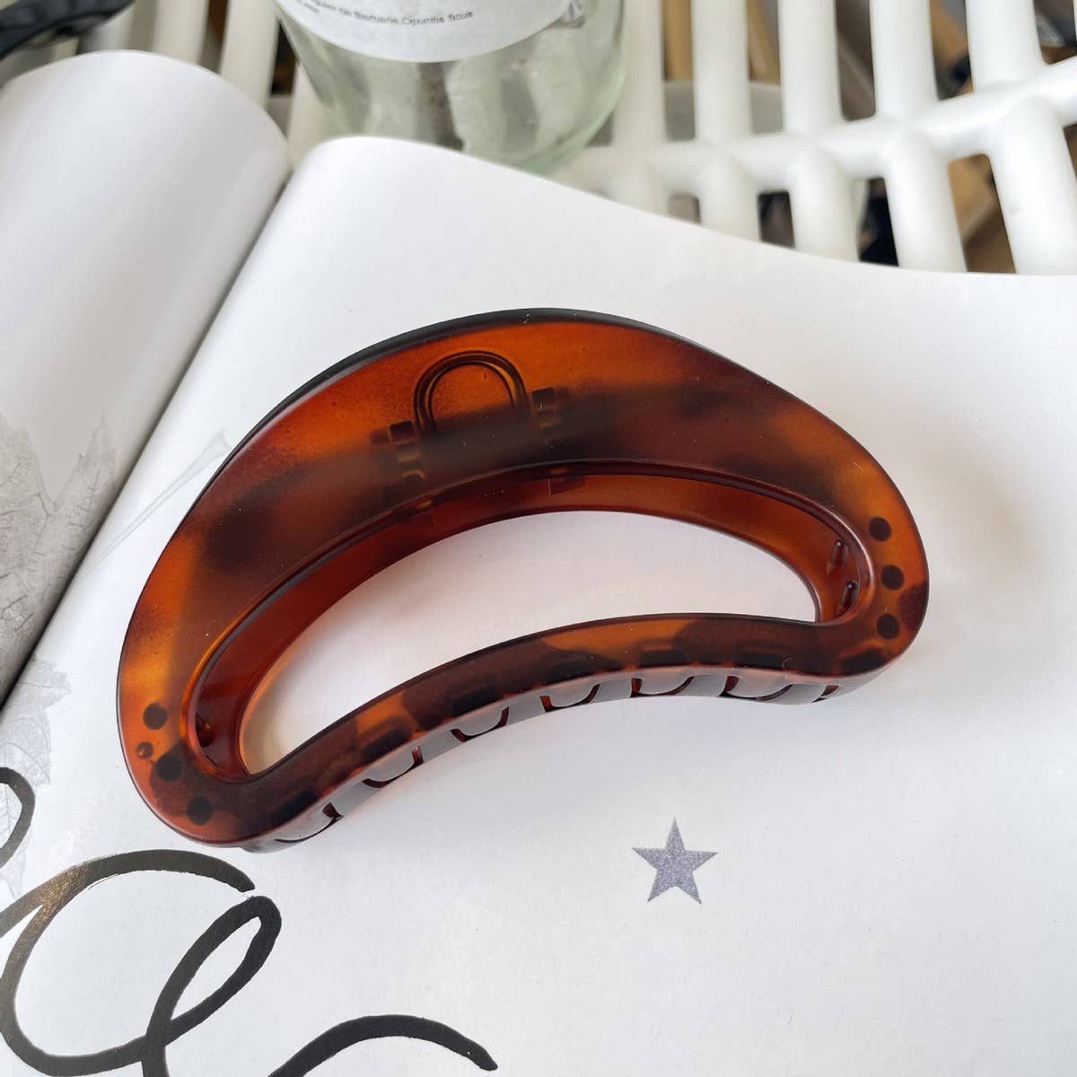 Cwaha1518_Simple Semi Circular Arc Large Hair Claw Clip