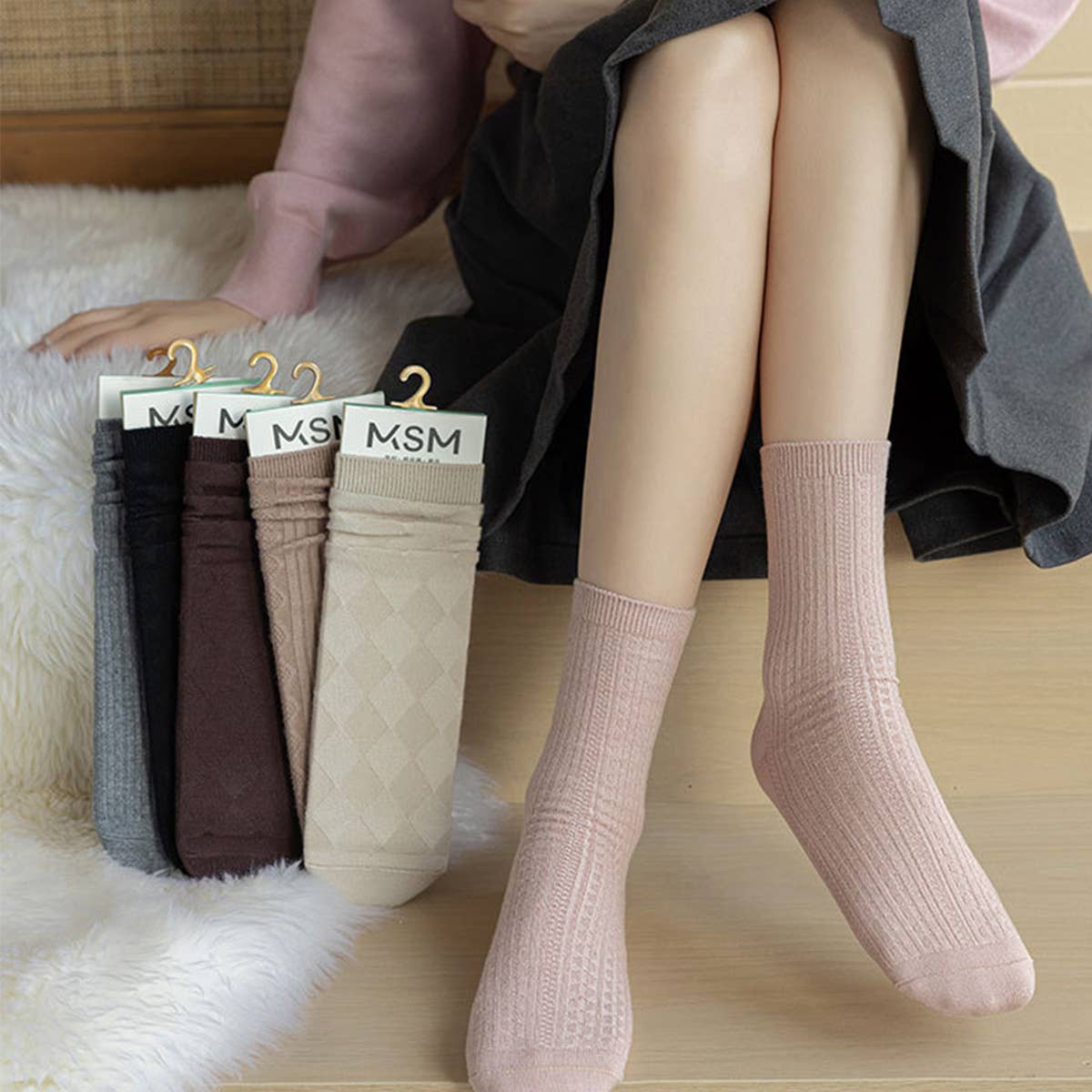 AUTUMN AND WINTER ALL MATCH MID CALF SOCKS_CWMS1066