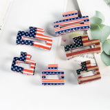 Cwaha1245_4Th Of July Flag 8Cm Rectangular Hair Claw Clip