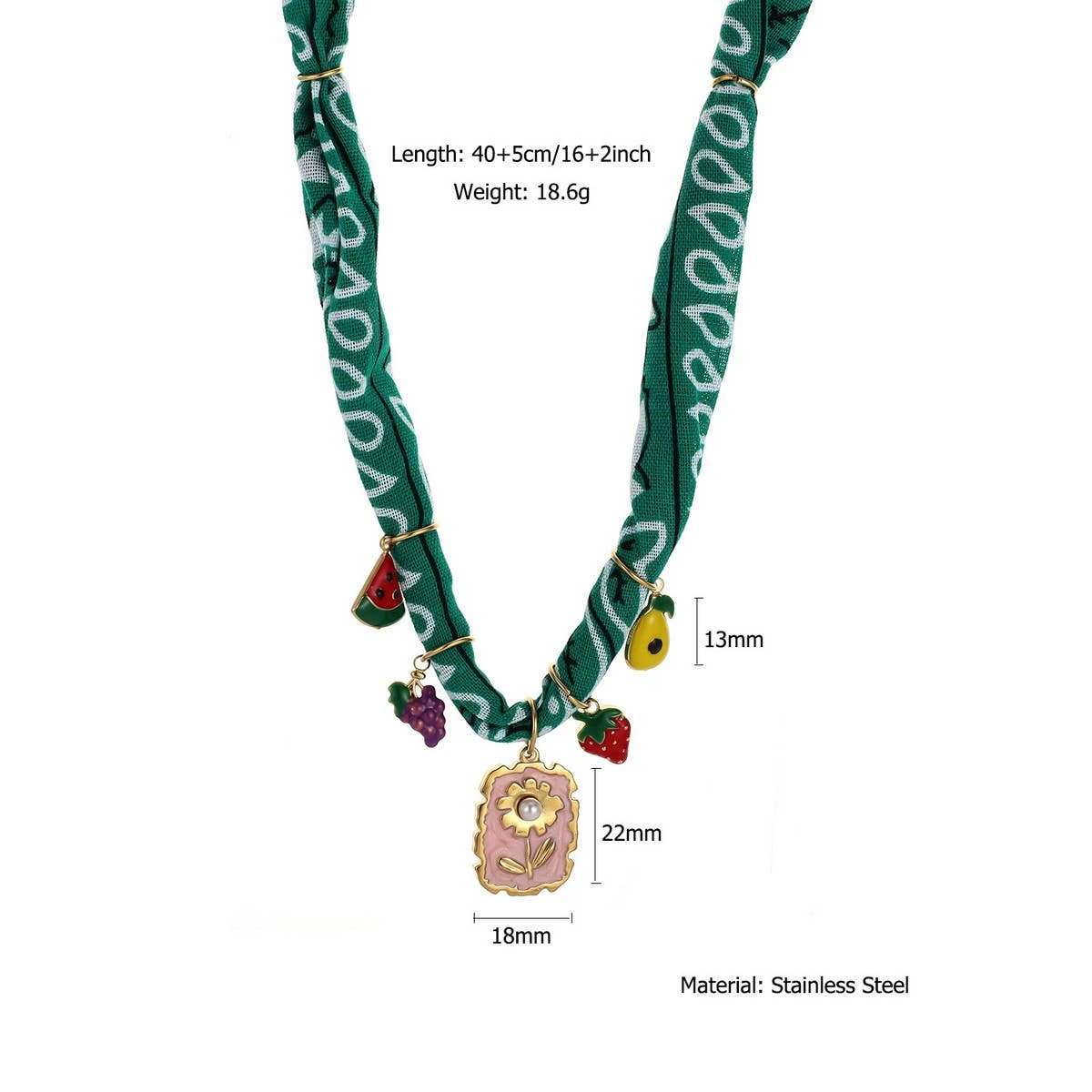 OCEAN STYLE SILK SCARF NECKLACE WITH CHARMS_CWMM8800